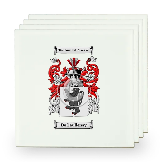 De l'aullenay Set of Four Small Tiles with Coat of Arms